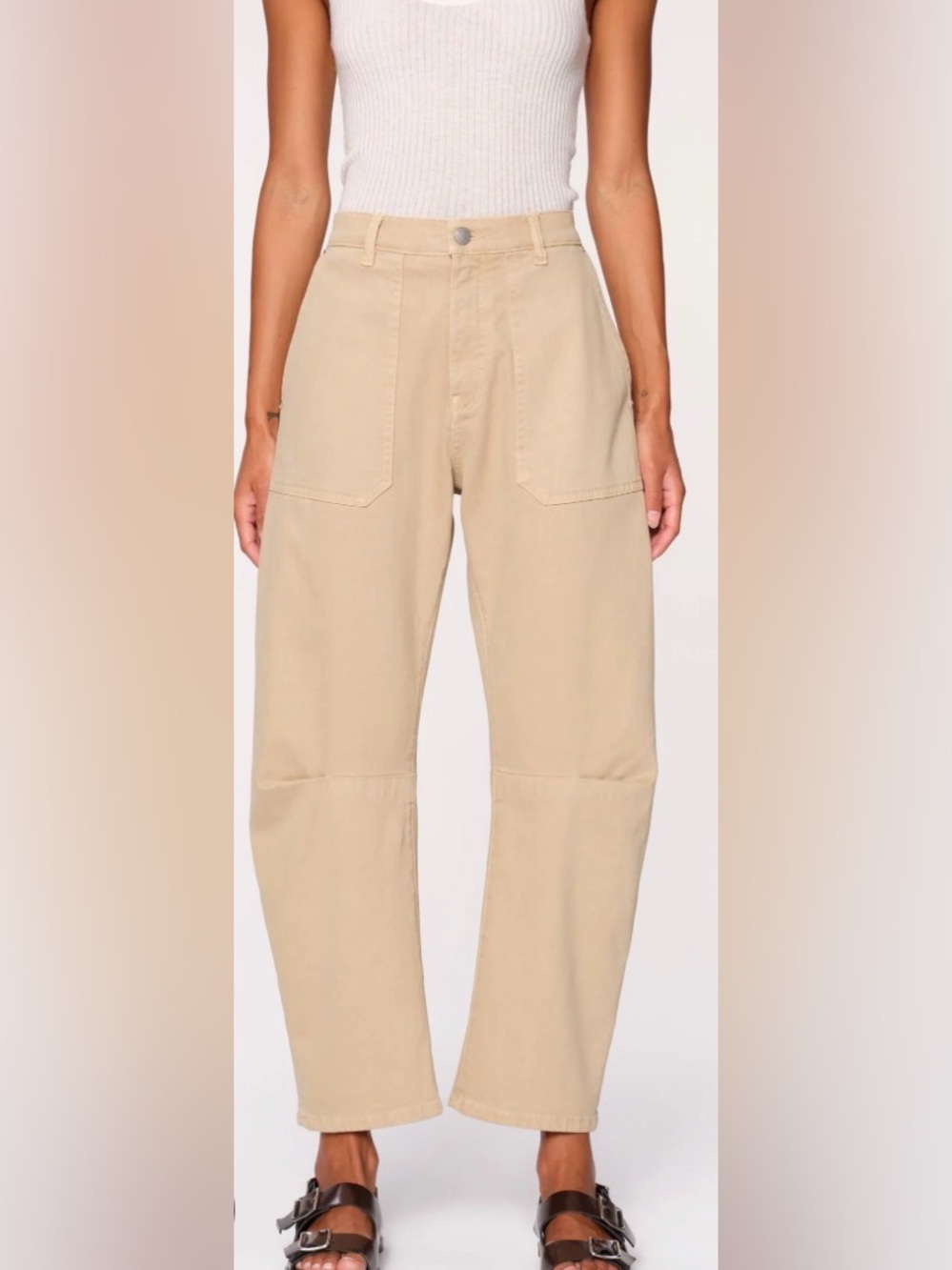 DL1961 Women's Cropped Bilie Barrel Utility Pants in Khaki
